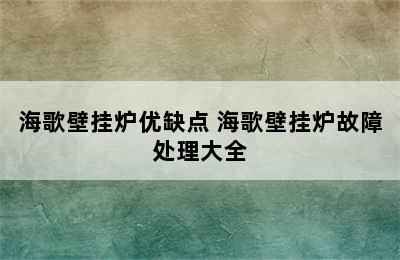 海歌壁挂炉优缺点 海歌壁挂炉故障处理大全